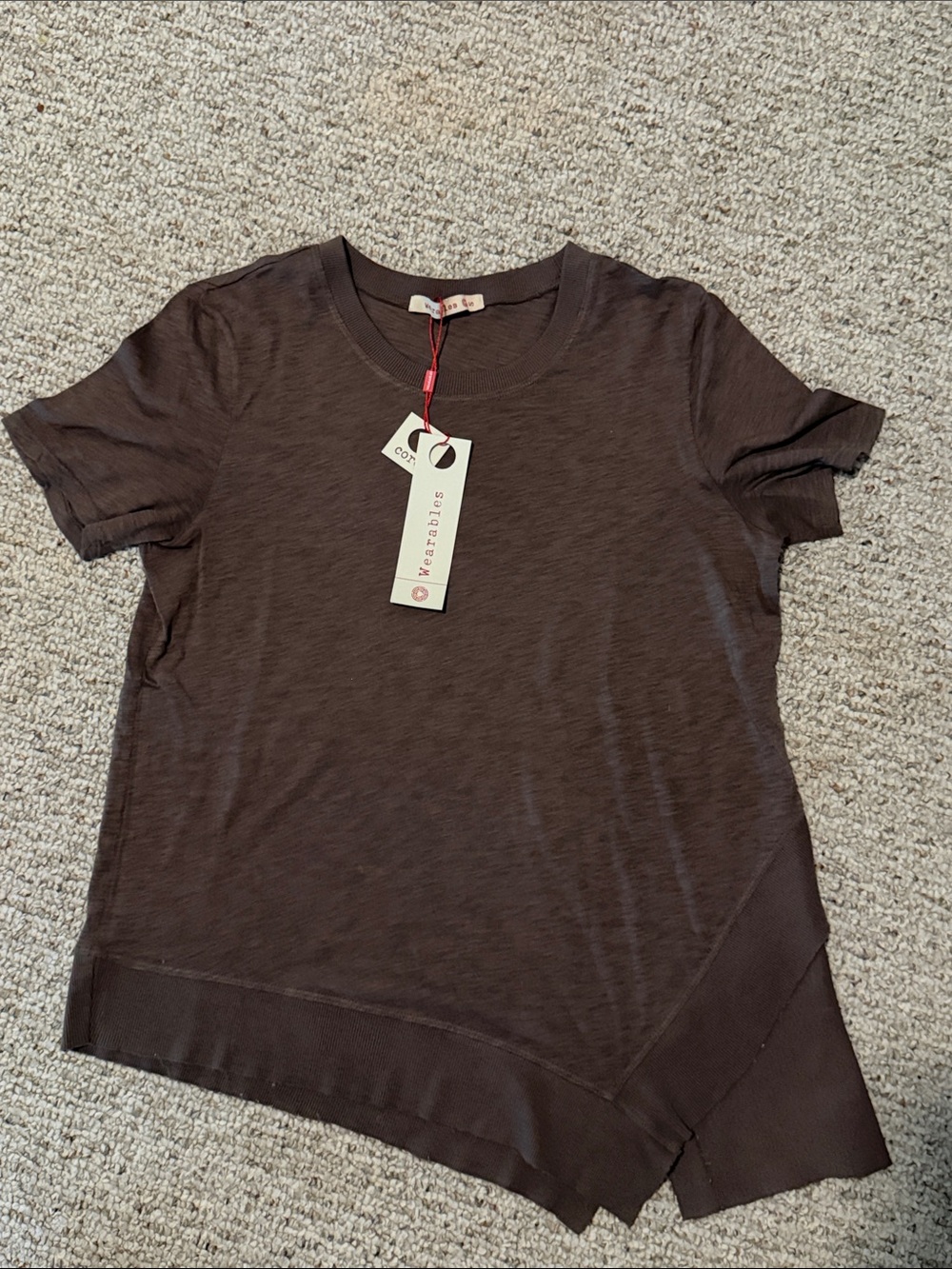 XCVI Lettie Short Sleeve Cotton Tee in Brown